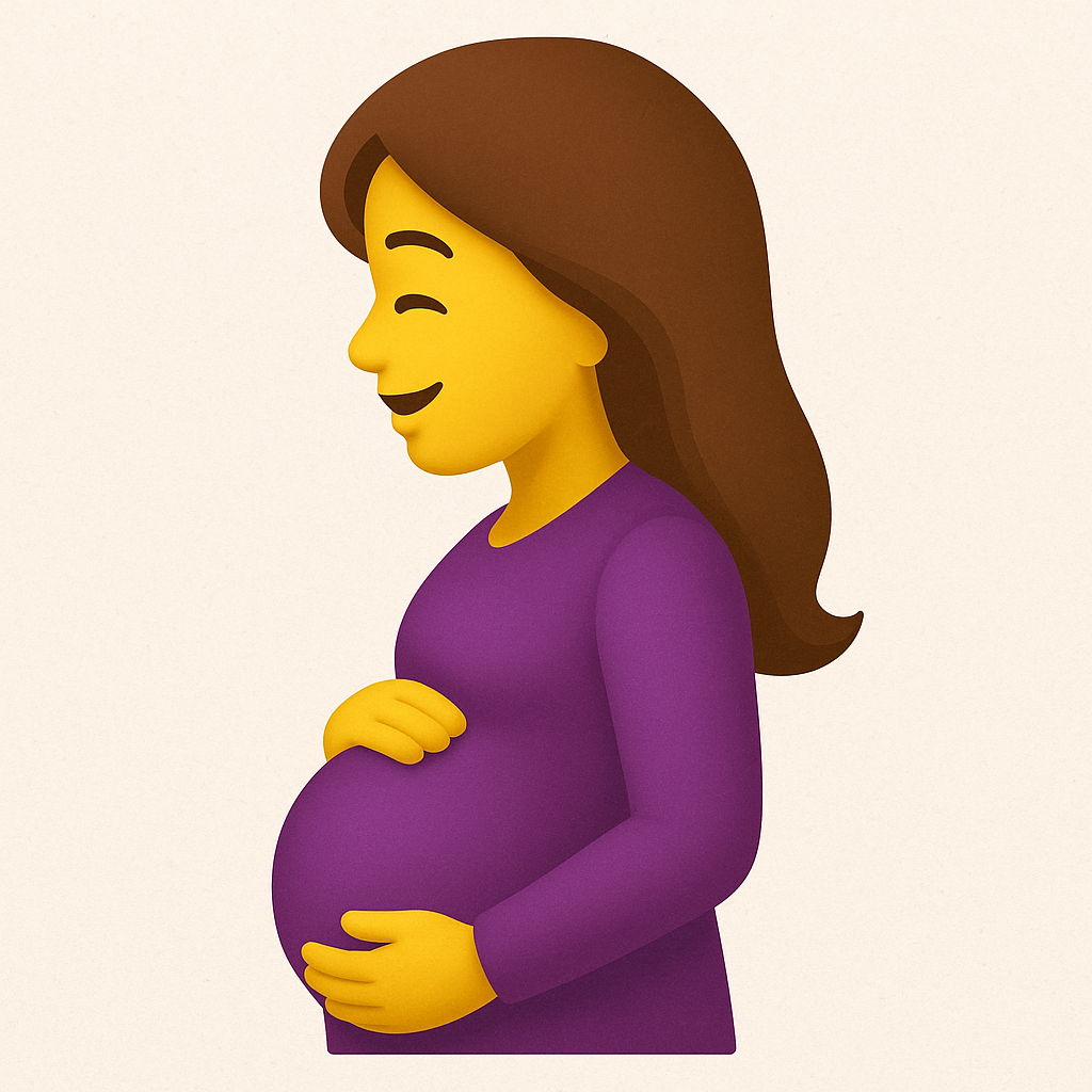 Lemoticne dune femme enceinte reprsente gnralement une silhouette fminine avec un ventre arrondi symbolisant la grossesse Elle peut tre stylise pour inclure des lments comme des vtements amples des cheveux longs ou un sourire rayonnant voquant la joi